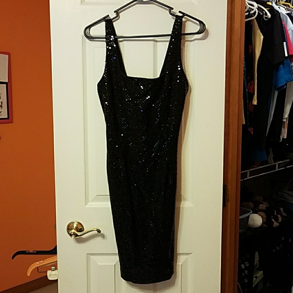 Black sequin mini dress